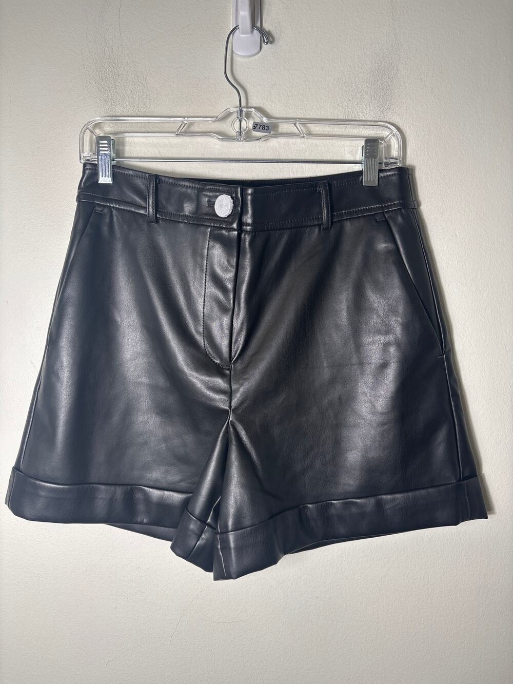 NWT LOFT Black Faux Leather High Waisted Shorts Sz 4